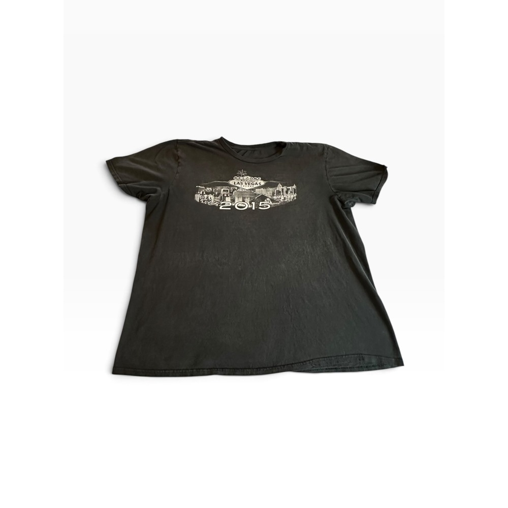 Las Vegas 2015 Graphic T-Shirt Mens XL Black Souvenir Tee Distressed